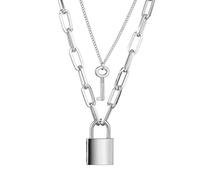 Halskette Anhänger Punk Schloss Schlüssel Anhänger Halskette für Frauen Vorhängeschloss Paar Gothic Schmuck Statement Halskette für Frauen Geburtstag Hochzeit Weihnachts Geschenke für Frauen