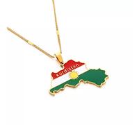 Halskette Anhänger Schmuck Gold Farbe Kurdistan Region Karten Anhänger Halskette für Frauen Männer Ethnische Silber kurdische Koerdistan Flagge Halskette Schmuck Festival Geschenk