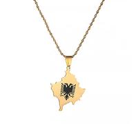 Halskette Anhänger Schmuck Kosovo Karte Albanien Adler Anhänger Halsketten für Männer Frauen Schmuck ethnische Geschenke Geburtstag die Party Geschenk