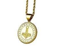 Halskette aus 925er Sterlingsilber, 22 mm | Hammer des Thor | Mjölnir-Runenanhänger | Wikinger-Gott-Anhänger | Mythologie für ihn | Schmuck | Handgefertigter, vergoldeter Schmuck | LK_PNK_00323