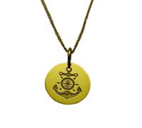 Halskette aus 925er Sterlingsilber, 25 mm | 45,7 cm Kette | Ankerkette | Marineanhänger | Marine-Abschluss | Charm | gravierter Anhänger | handgefertigter Schmuck mit Goldplattierung | LK_PNK_00861