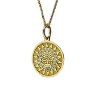 Halskette aus 925er Sterlingsilber, 25 mm | Maori-Gesichtskette | Sonnenanhänger | Polynesischer Schmuck | Talisman | Schutzsymbol-Anhänger | Handgefertigter, vergoldeter Schmuck | LK_PNK_00882