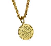 Halskette aus 925er Sterlingsilber, 28 mm | Chakra-Symbol-Anhänger | Lotus-Om-Halskette | Zarter Sieben-Anhänger | Yoga-Schmuck | Blumenanhänger | Handgefertigter, vergoldeter Schmuck | LK_PNK_00131