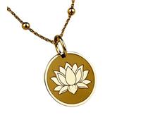 Halskette aus 925er Sterlingsilber, 28 mm|Lotus-Halskette|Buddhistischer Schmuck|Hindu-Amulett|Jain-Anhänger|Symbol der Reinheit, Talisman|Jahrestag|Handgefertigter, vergoldeter Schmuck|LK_PNK_00657