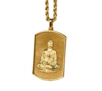 halskette aus 925er Sterlingsilber| 30 x 19 mm| 45|7 cm lange Kette| Buddha-Erkennungsmarke| Buddha-| Schmuck| Seilkette| spirituelle Meditations-Erkennungsmarke| vergoldet| handgefertigt| LG_00514