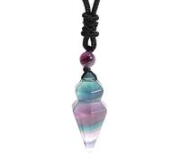 Halskette Aus Natürlichem Kristallstein Für Damen Und Herren, Facettierte Halskette Mit Doppelspitze, Halbedelstein, Mit Verstellbarem Seil, Chakra, Reiki, Heilkristall, Schmuck, Geschenk, Fluorit