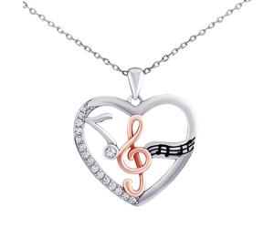 Halskette aus Silber 925 Amadeus mit Musikmotiven mit Brilliance Zirconia