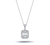 Halskette Carreé-Anhänger Diamanten Baguette-Schliff