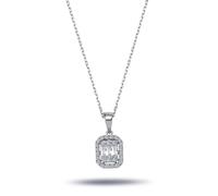 Halskette Carreé-Anhänger Diamanten Baguette-Schliff