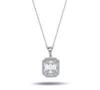 Halskette Carreé-Anhänger Diamanten Baguette-Schliff