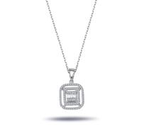 Halskette Carreé-Anhänger Diamanten Baguette-Schliff