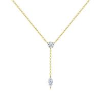 Halskette Damen Gold Silber 925 Zirkonia Verstellbar Stapelbar Geschenk | ALEXCRAFT Halskette Damen Gold Silber 925 Zirkonia Diamant Anhänger Stern Solitär Glänzend Stilvoll Kette Schmuck Frauen