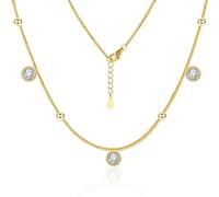 Halskette Damen Gold Silber 925 Zirkonia Verstellbar Stapelbar Geschenk | ALEXCRAFT Halskette Damen Gold Silber 925 Zirkonia Diamant Anhänger Stern Solitär Glänzend Stilvoll Kette Schmuck Frauen