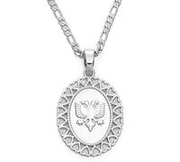 Halskette Damen - Herz-Albanien-Adler-Anhänger-Halsketten, Für Männer, Frauen, Schmuck, Ethnische Geschenke, Kosovo, Verstellbare Kette, Modische Hiphop-Einzigartige Accessoires, Personalisierte H