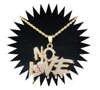 Halskette Damen Ketten Anhänger Frauen Hip Hop No Love Halskettenanhänger Für Männer Und Frauen Heart Broke Halsketten Iced Out Bling Kette Goldropechain