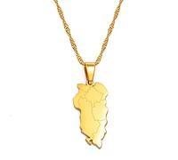 Halskette Damen - Trend Ige Ethnische Reize Albanien Karte Region Anhänger Halsketten, Albanische Schmuck Dünne Kette, Hiphop Einzigartige Personal Isierte Alltägliche Accessoires Für Männer Mä