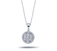 Halskette Diamanten Anhänger Blume Brillant-Schliff Weißgold