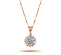 Halskette Diamanten Anhänger Flora Brillant-Schliff Rosegold