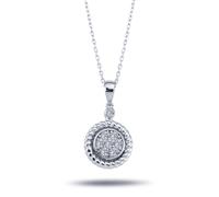 Halskette Diamanten Anhänger Ornament Brillant-Schliff Weißgold