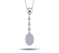 Halskette Diamanten ovalem Pavé-Pendant Weißgold