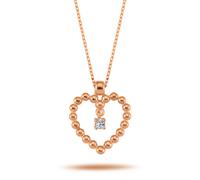 Halskette Herzanhänger Solitär Brilliant Rotgold Rosegold