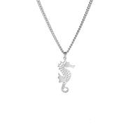 Halskette Ketten Schmuck Herren Frauen Anhänger Necklace Halskette Mit Seepferdchen- Anhänger Für Herren Und Damen, Seepferdchen-Tier, Modischer Geburtstagsschmuck, Steelcolor