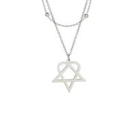 Halskette Ketten Schmuck Herren Frauen Anhänger Necklace Heartagram Stern Anhänger Halskette Herz Fünfeckige Kette Halskette Für Frauen Paar Style2S