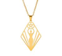 Halskette Ketten Schmuck Herren Frauen Anhänger Necklace Hexe Triple Moon Göttin Halskette Pentagramm Pentagramm Griechischen Mythologie Halsketten Hexen Amulett Schmuck Goldfarbe