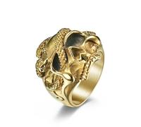 Halskette Ketten Schmuck Herren Frauen Anhänger Necklace Hip Hop Viper Totenkopf Ring Für Männer Ring Biker Einzigartiger Tier Amulett Schmuck 8 Gold