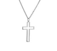 Halskette Ketten Schmuck Herren Frauen Anhänger Necklace Hohlkreuz Halskette Für Männer Junge Halsketten Hip-Hop Religiös Klassisch Christ Männlich 45Cmdünne Kette