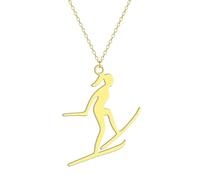 Halskette Ketten Schmuck Herren Frauen Anhänger Necklace Mädchen Langlauf Sport Anhänger Halskette Goldfarben
