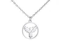 Halskette Ketten Schmuck Herren Frauen Anhänger Necklace Phönix Halskette Gott Vogel Amulett Anhänger Gliederkette Für Frau Mann Stahlfarbe