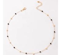 Halskette Ketten Schmuck Herren Frauen Anhänger Necklace Schwarze Halskette Für Frauen Am Hals, Choker, Verstellbar, Partyschmuck, Halsband Mit Perlen, Modisch, Schwarz-Gold