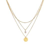 Elli PREMIUM, Halskette Layer Labradorit Plättchen 925 Silber Vergoldet in gold, Schmuck für Damen Gr. 40 cm