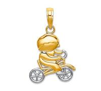 Halskette mit Anhänger, 14 Karat, zweifarbig, Gold, mit weißem Akzent, Fahrradanhänger, Schmuck, Geschenke für Frauen, Metall