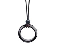 Halskette Mit Anhänger Aus Heilkristall, Natürliche Edelsteine, Runder Stein, Anhänger, Schwarzes Lederband, Verstellbar, Boho, Handgefertigter Schmuck, Geschenke Für Frauen Und Männer, Obsidian