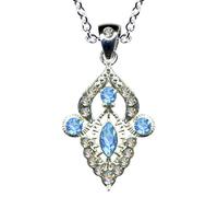 HALSKETTE mit Anhänger/Echt Silber 925 / Jugendstil Collier/Online Shop Schmuck kaufen/Zirkonia Kristalle Kettenanhänger Liebe Glaube Hoffnung Emotion weiss klar