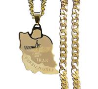 Halskette Mit Anhänger In Symbolform Der Karte Des Iran - Nationale Umrisse, Ethnische Karten, Anhänger, Patriotischer Buchstabe, Baumelndes Ornament, Unisex-Ethno-Stil, Karte, Hip-Hop-Schmuck Fü
