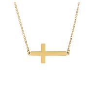 Halskette mit Anhänger Kreuz, Goldauflage