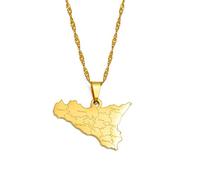 Halskette Mit Anhänger Mit Anhänger Aus Italien, Sizilien, Land, Städte, Name, Aufdruck, Patriotischer, Zierlicher Schmuck, Italienischer Ethno-Stil, Hip-Hop, Damen Herren, Unisex-Geschenke, G
