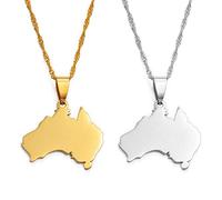 Halskette Mit Anhänger Mit Australien-Karte - Länderumriss Aus, Ethnischer Stil, Hip-Hop, Minimalistische Charm-Kette, Zierlicher Patriotischer Schmuck, Damen/Herren/Mädchen, Unisex-Geschenke