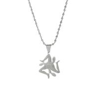 Halskette mit Anhänger mit Karte und Flagge von Sizilien - Emaille, personalisierte Geografie-Umrisskette, Halskette mit sizilianischer Flagge für Damen und Herren, Schlüsselbeinkette, Schmuck, Ge