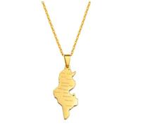 Halskette Mit Anhänger Mit Karte Und Namen Von Tunesien, Ketten Gelb/Weiß Tunisienne Jewelers Tunesien Frauen Mädchen Freundschaft Hip Hop Schmuck Für Frauen Männer Mädchen Geschenke, Weiß, 45