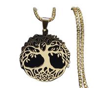 Halskette mit Anhänger modischer Baum des Lebens runde Halskette für Damen und Herren Goldfarbene Kette Halsketten Schmuck Baum des Lebens Schmuck Geburtstagsgeschenke für Damen und Herren