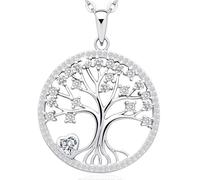 Halskette mit Baum des Lebens, Geburtsstein für Damen, S925er-Sterlingsilber, 45,7 cm + 5,7 cm, verstellbare Kette, perfekter Jahrestag, Valentinstag, Dating, Geburtstag, Hochzeit, Charm, Schmuck