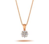 Halskette mit Diamanten in Baguett- und Brilliantschliff 14 Karat Rotgold Rosegold