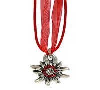Halskette mit Edelweiss Anhänger rot, Einheitsgröße