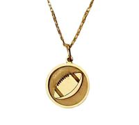 Halskette mit Fußballanhänger aus 925er Sterlingsilber Gold |LK_NLC_01144 | Versilberter runder Münzanhänger (24 mm) mit langer Ankerkette - Sportschmuck sportliches Geschenk zum Geburtstag