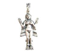 Halskette mit Göttin Innana aus 925er Sterlingsilber, Gott, Liebe, stark, mutig, furchtlos, Charme, dem Gesicht ins Gesicht sehen, Ängste, Glaube, Stärke | mit 45,7 cm langer Kette | versilbert |