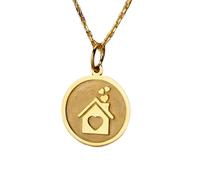 Halskette mit Herzanhänger aus 925er Sterlingsilber Gold |LK_NLC_01142 | Versilberter runder Münzanhänger (24 mm) mit 45 cm langer Ankerkette - inspirierendes Schmuckgeschenk für die Familie